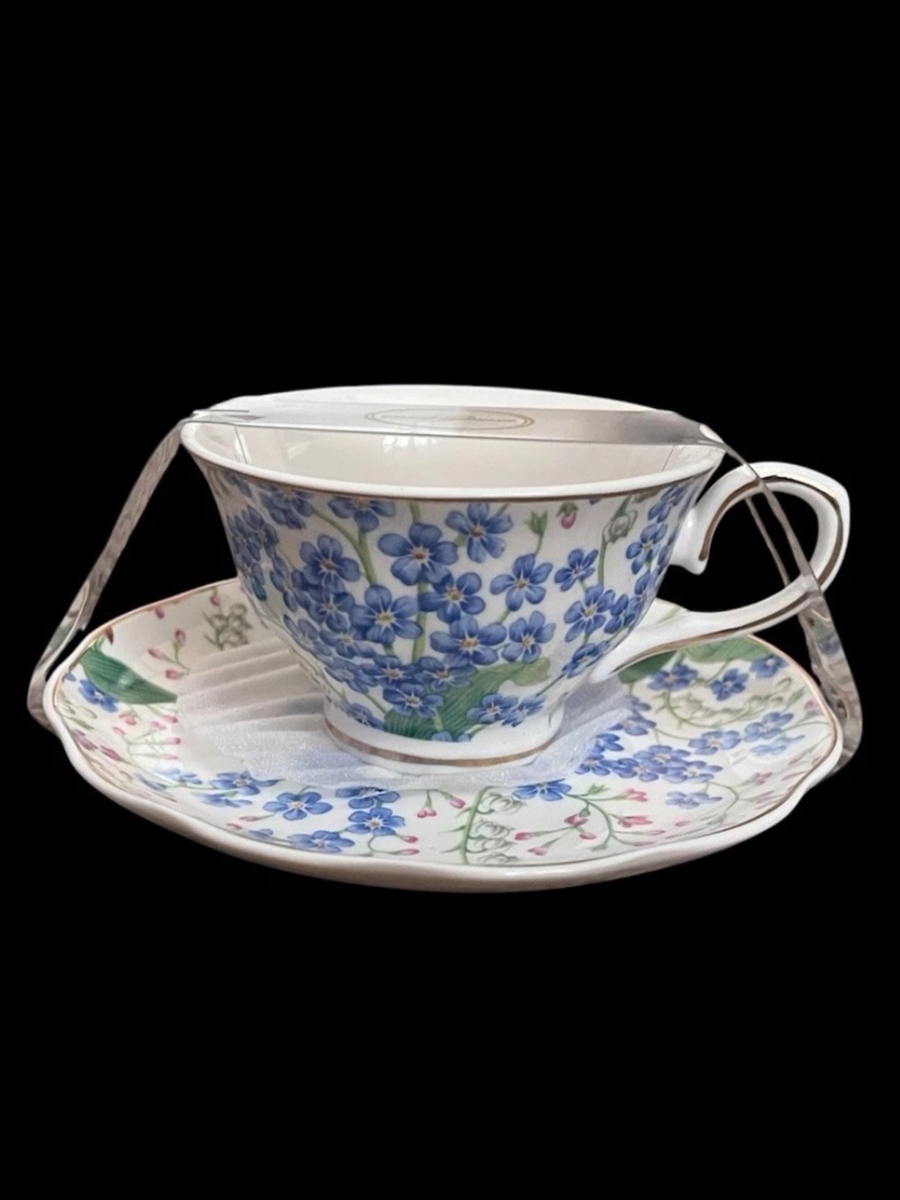 New Grace Teaware Violet Violets Flower Tea Cup & Saucer Floral Porcelain